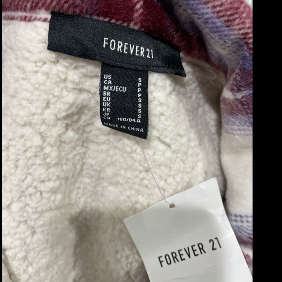 Forever 21 Women's Outerwear Plaid Shacket Jacket Cream/Multi NEW - Picture 7 of 7